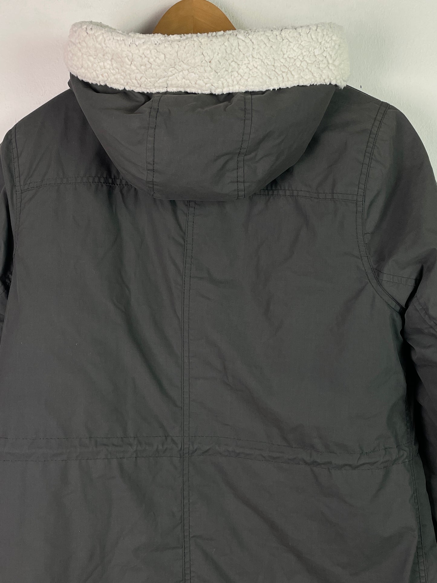 Desires Damen Winter Jacke mit Faux Fell Kaputze Gr L Farbe grau