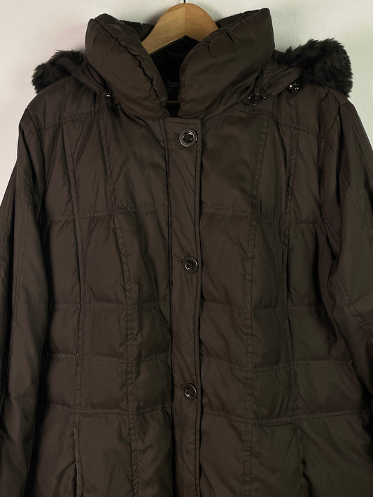 C&A Damen Winter Jacke mit Faux Fell Kapuze Gr XXL Farbe braun