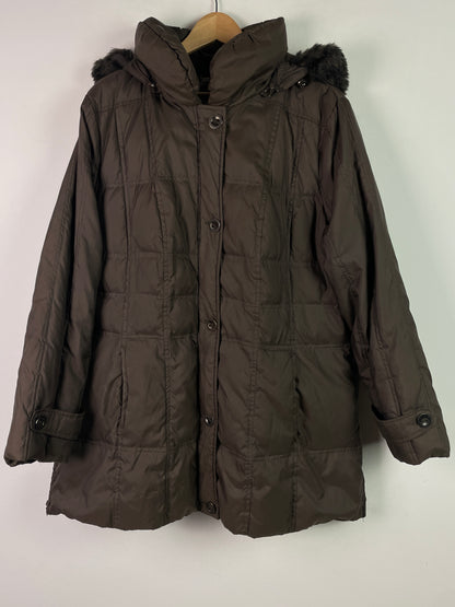 C&A Damen Winter Jacke mit Faux Fell Kapuze Gr XXL Farbe braun