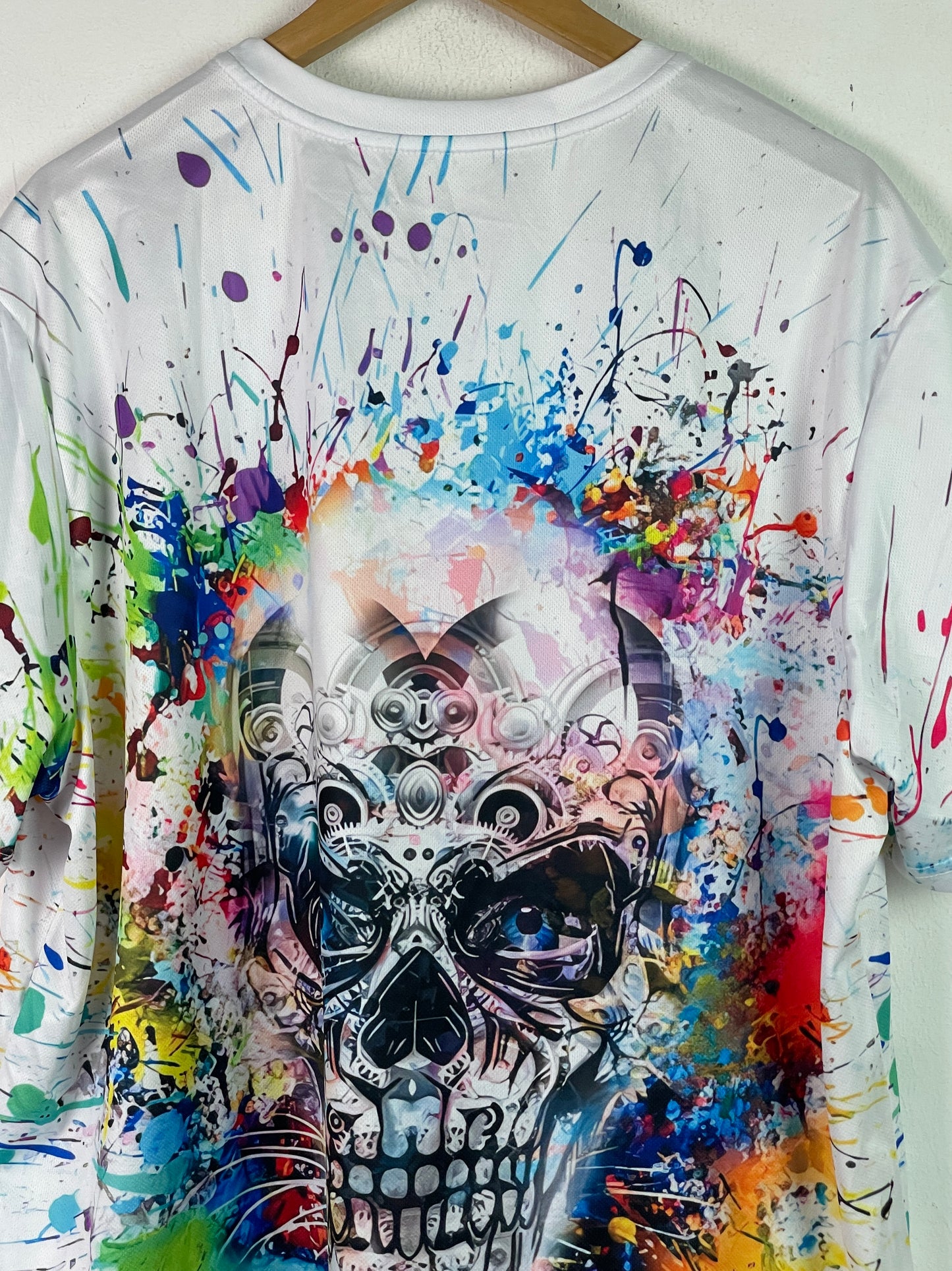 Vintage Herren T-Shirt mit Totenkopf Print Gr XXL Farbe weiss bunt