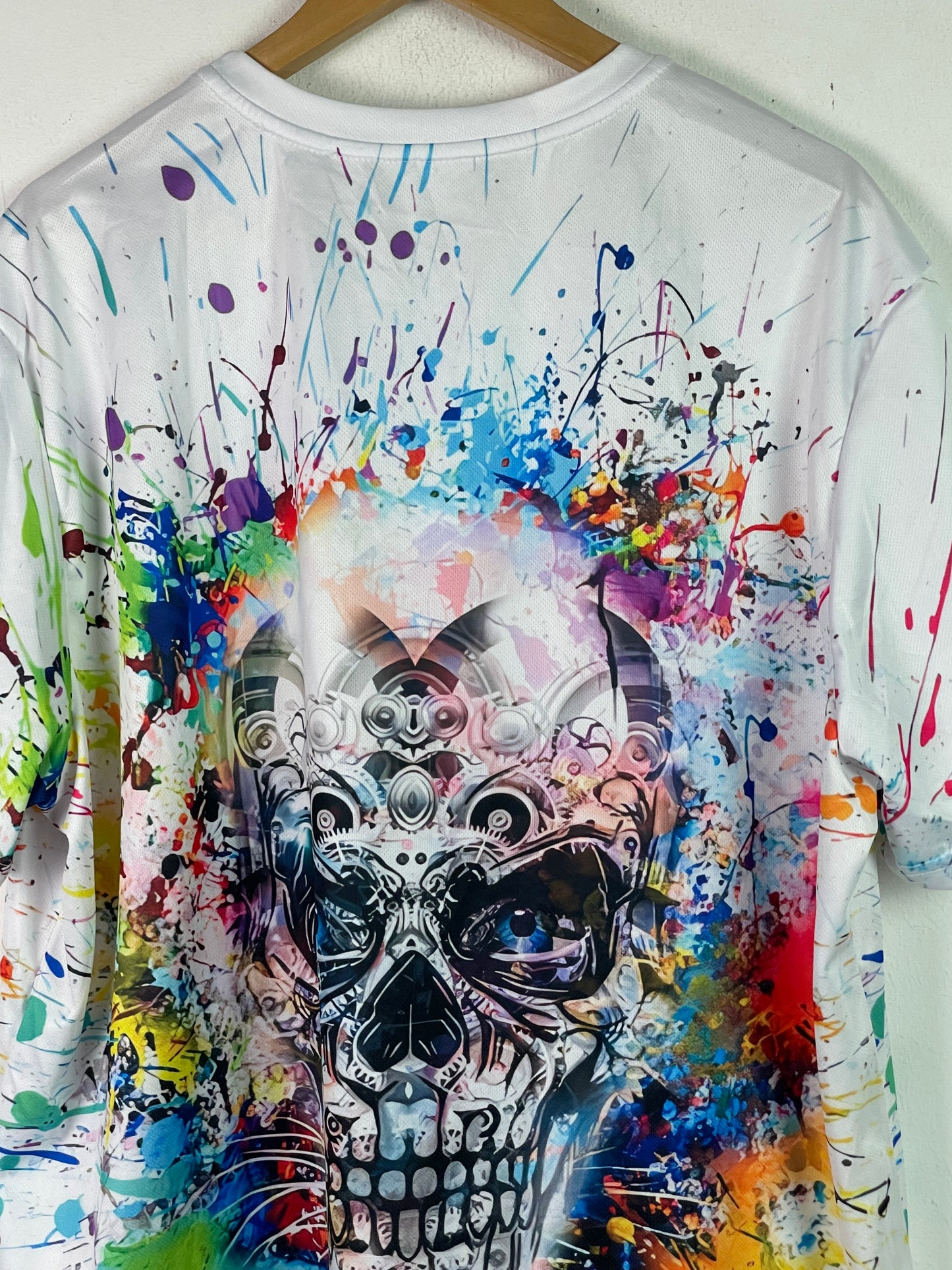 Vintage Herren T-Shirt mit Totenkopf Print Gr XXL Farbe weiss bunt