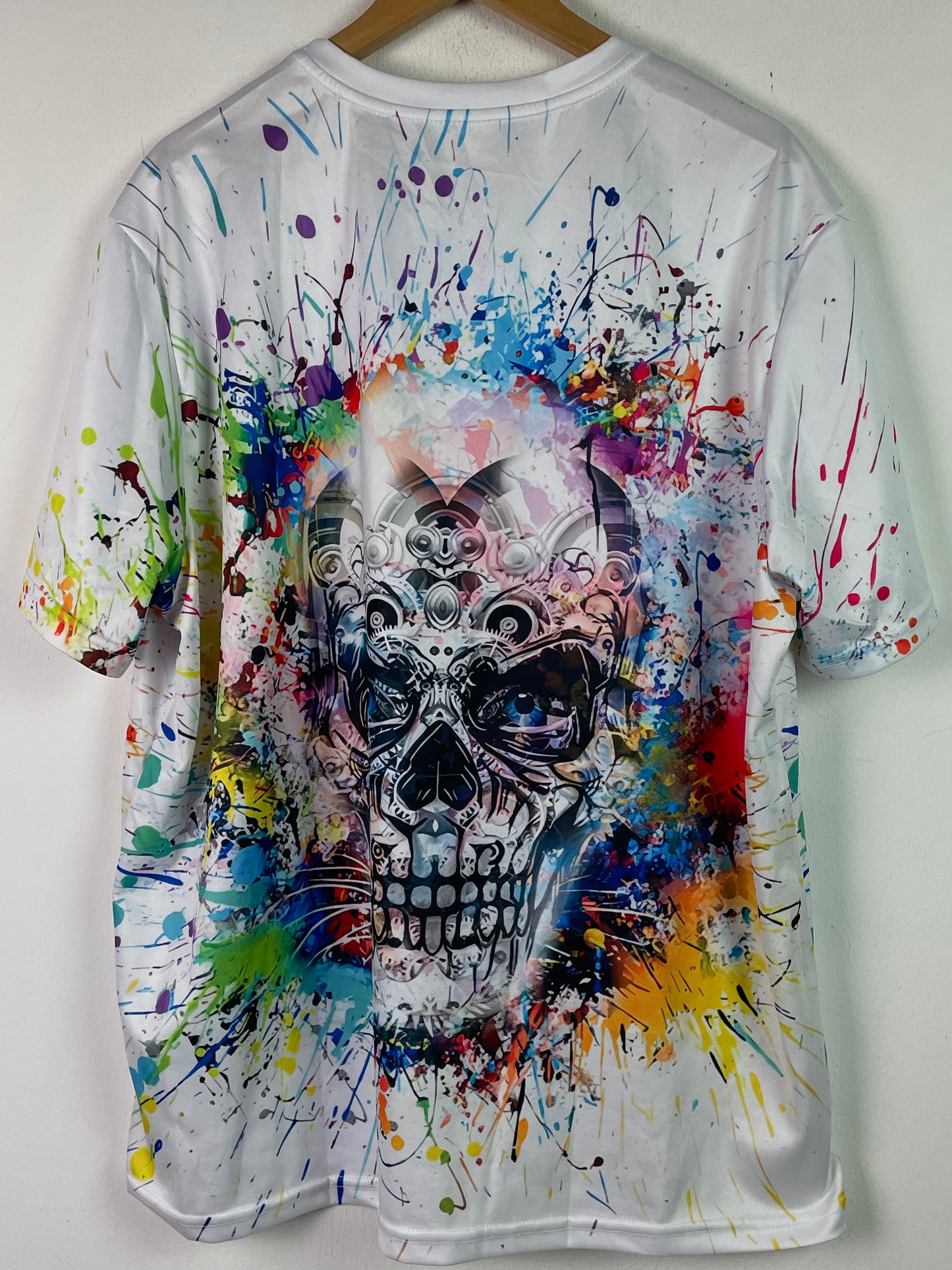 Vintage Herren T-Shirt mit Totenkopf Print Gr XXL Farbe weiss bunt