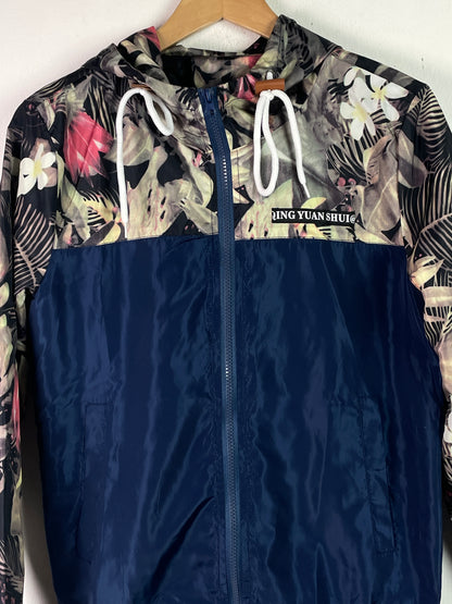 Fashion Collection Damen Bomberjacke mit Blumenmuster Gr M Farbe blau grün