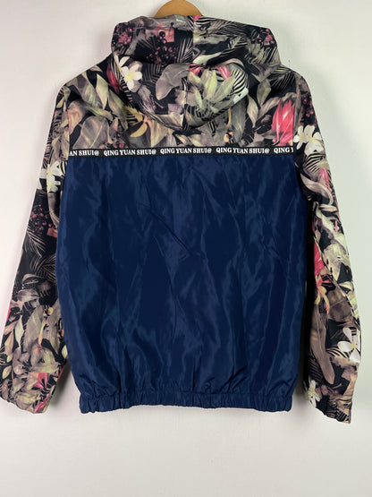 Fashion Collection Damen Bomberjacke mit Blumenmuster Gr M Farbe blau grün