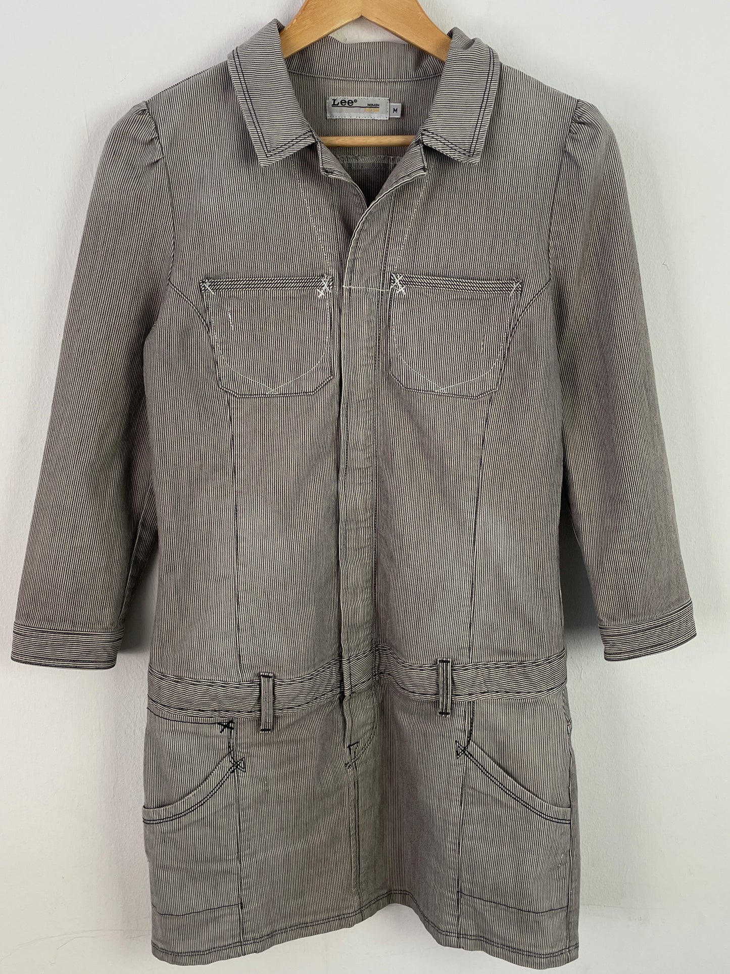 Lee Damen Kleid Gr. M Farbe Grau-Weiß gestreift