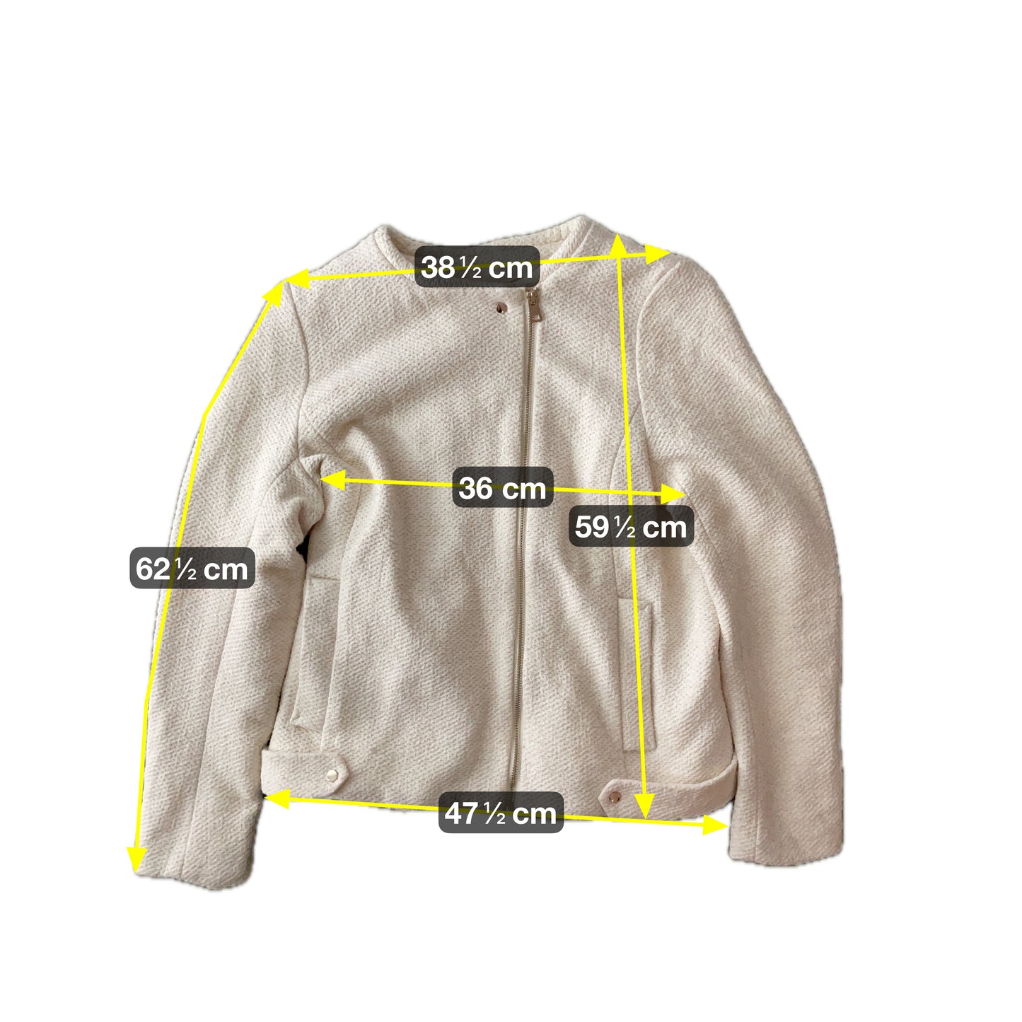 H&M Damen Jacke im edelen Bikerstil Gr L Farbe creme