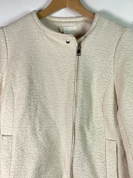H&M Damen Jacke im edelen Bikerstil Gr L Farbe creme