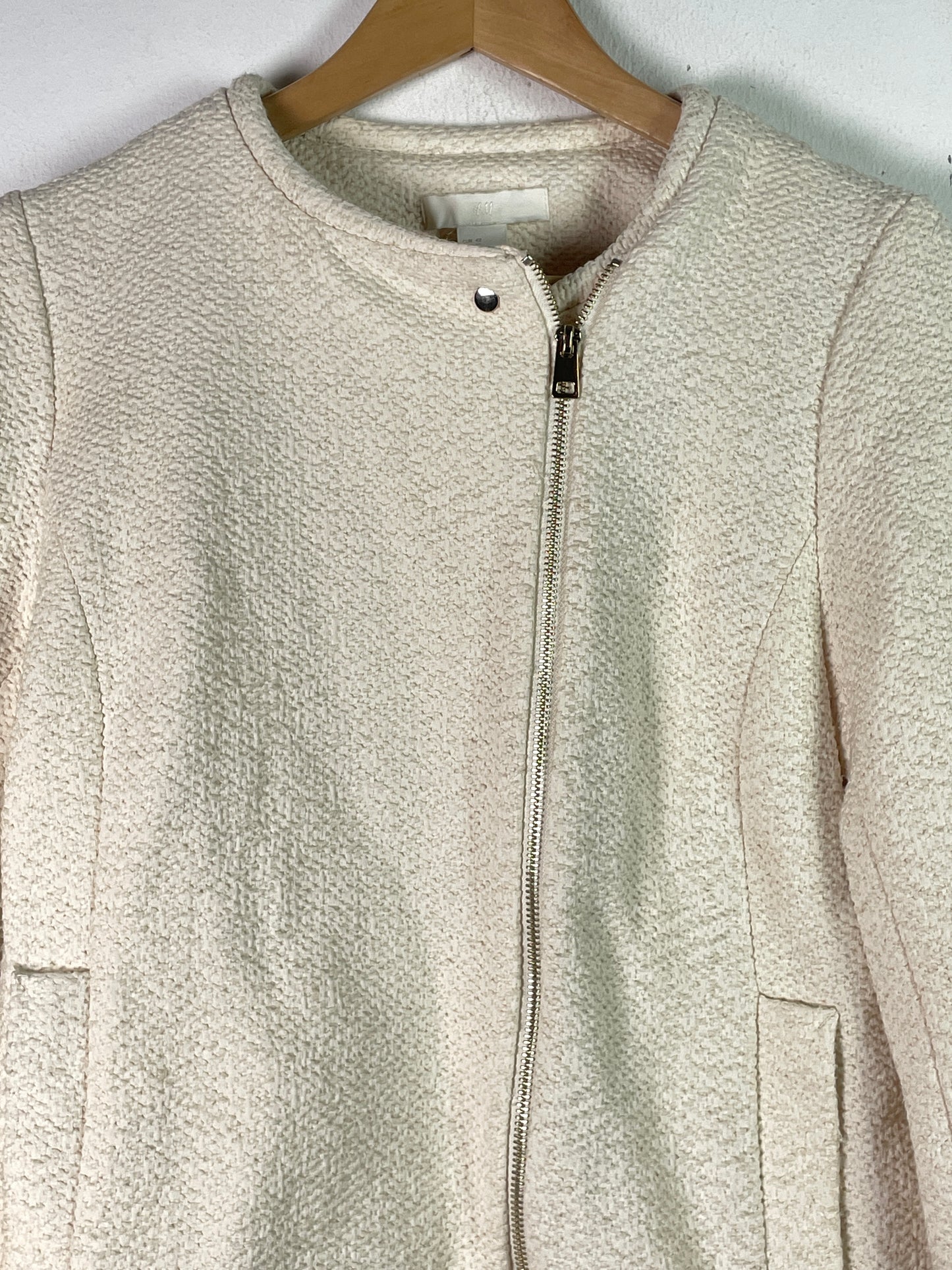 H&M Damen Jacke im edelen Bikerstil Gr L Farbe creme