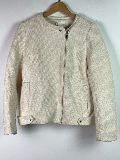 H&M Damen Jacke im edelen Bikerstil Gr L Farbe creme