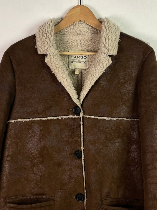 Mango Damen Winter Jacke im Vintage Look Gr S Farbe braun