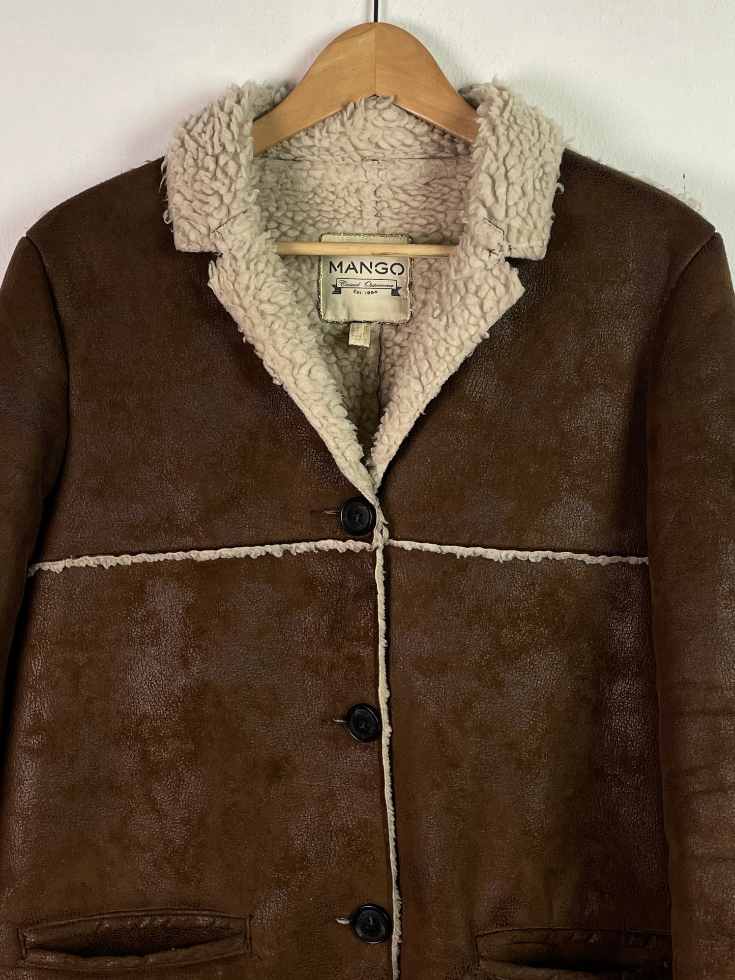 Mango Damen Winter Jacke im Vintage Look Gr S Farbe braun