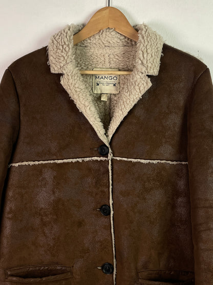 Mango Damen Winter Jacke im Vintage Look Gr S Farbe braun