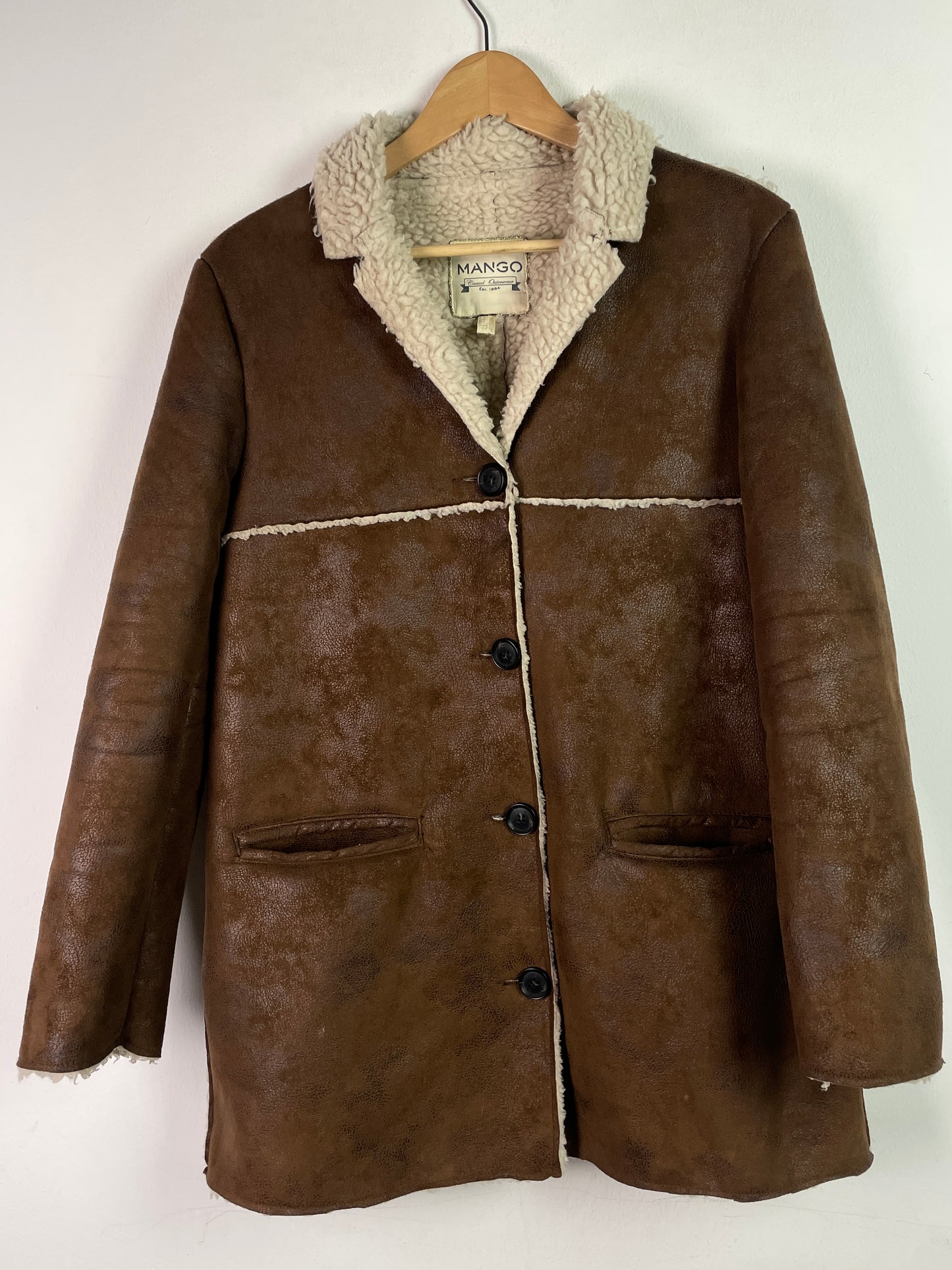 Mango Damen Winter Jacke im Vintage Look Gr S Farbe braun