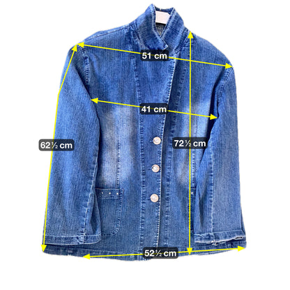 DomMiao Damen Jeansjacke XL Blau – Klassische Denim Jacke Vintage Style / DomMiao Women’s Denim Jacket XL Blue – Classic Jeans Jacket Vintage Style