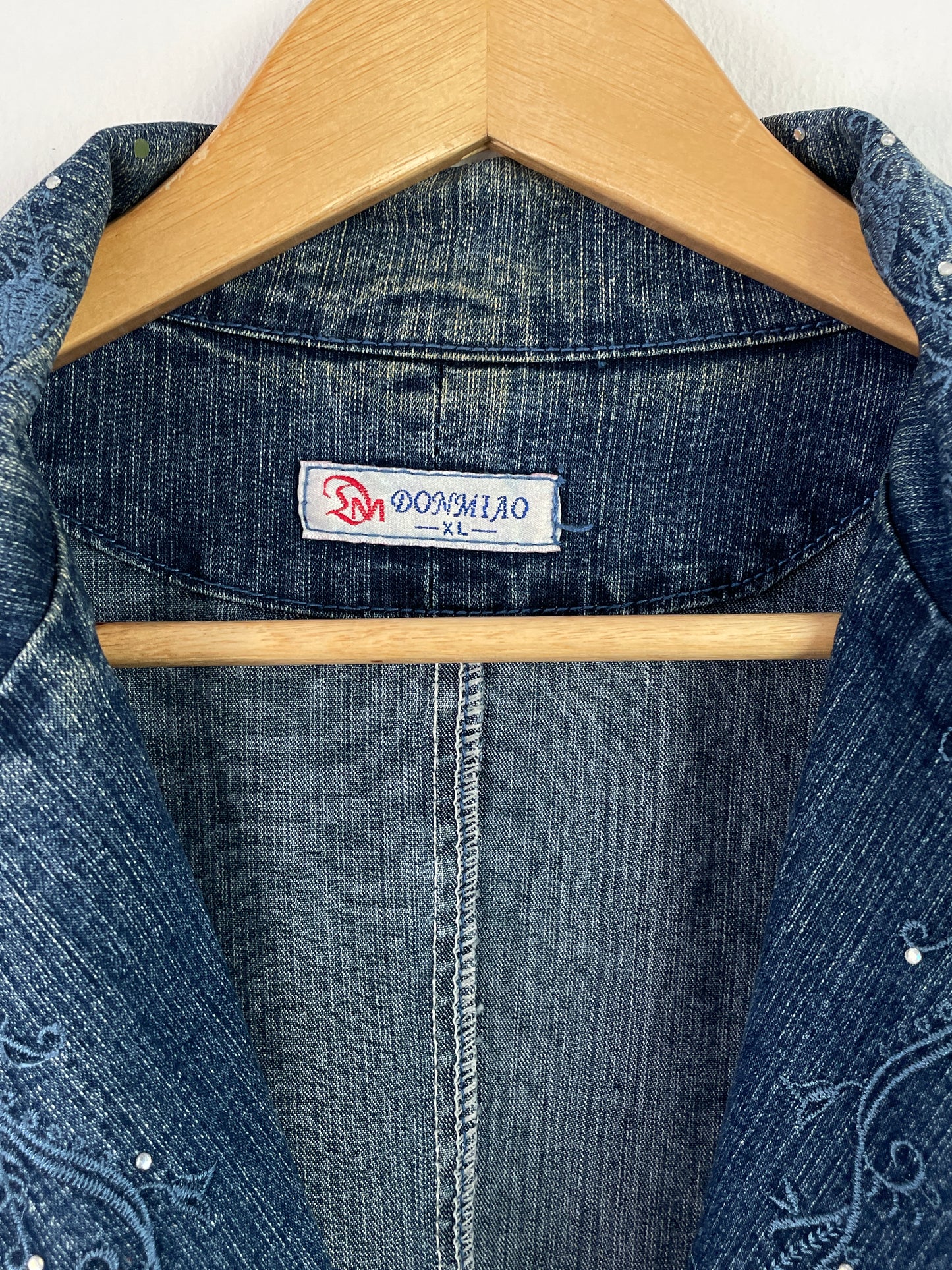 DomMiao Damen Jeansjacke XL Blau – Klassische Denim Jacke Vintage Style / DomMiao Women’s Denim Jacket XL Blue – Classic Jeans Jacket Vintage Style