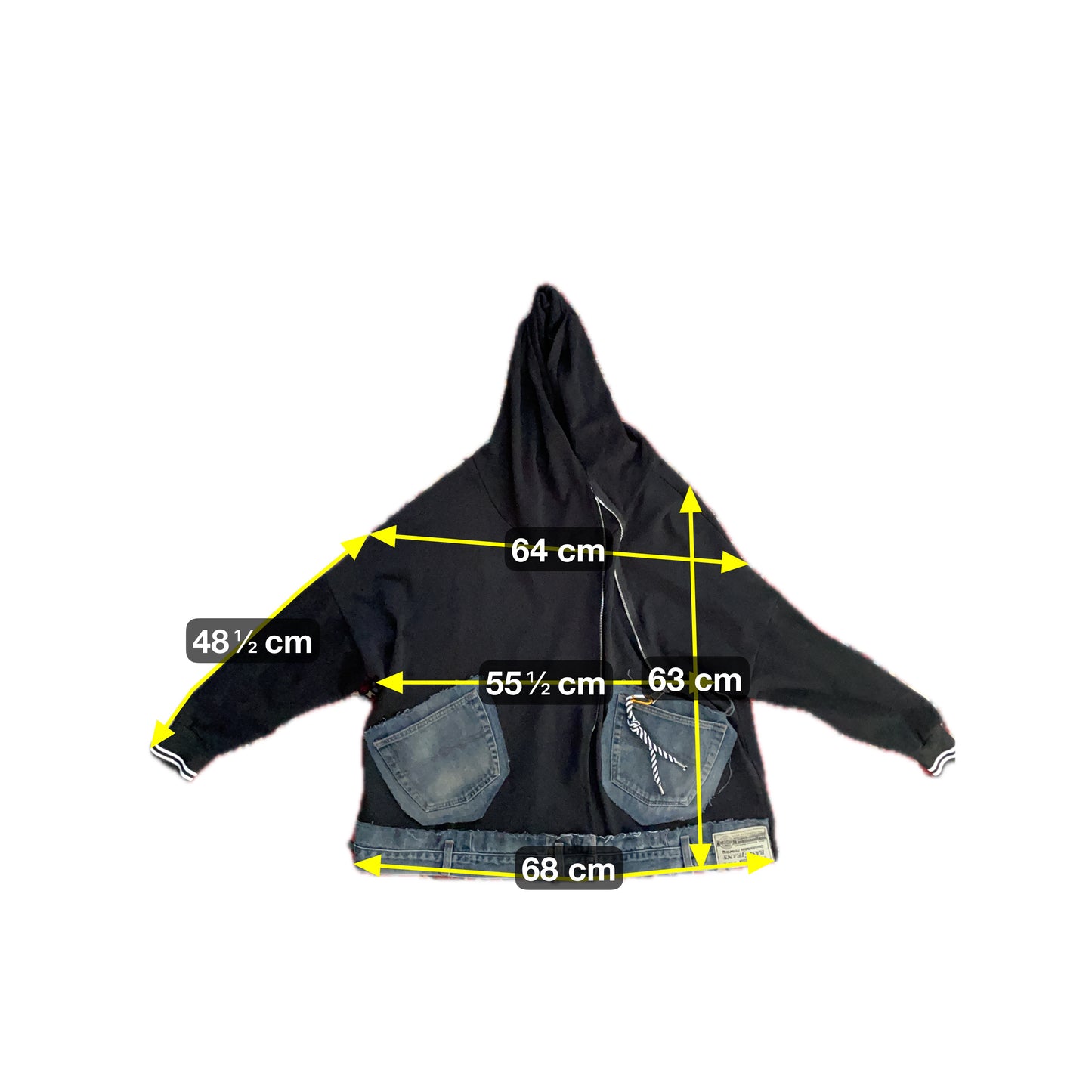 Acqua & Limone Damen Pullover mit Jeans Taschen Asymetrisch Gr XXL Farbe schwarz blau