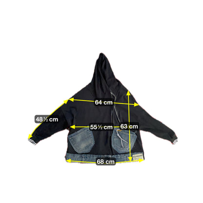 Acqua & Limone Damen Pullover mit Jeans Taschen Asymetrisch Gr XXL Farbe schwarz blau