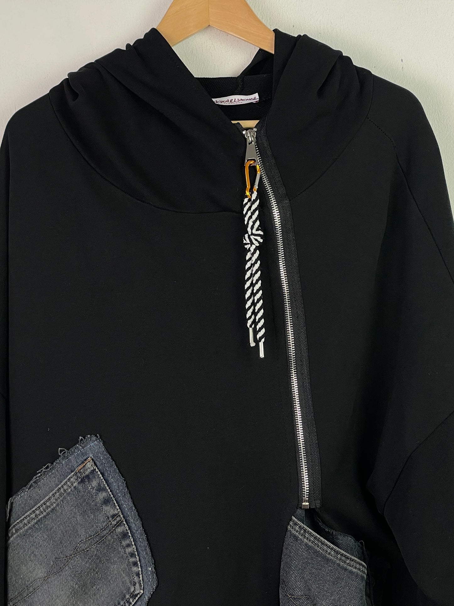 Acqua & Limone Damen Pullover mit Jeans Taschen Asymetrisch Gr XXL Farbe schwarz blau