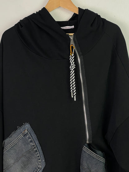 Acqua & Limone Damen Pullover mit Jeans Taschen Asymetrisch Gr XXL Farbe schwarz blau