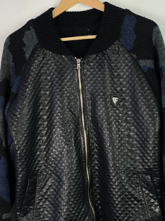 Cipo & Baxx Herren Bomberjacke mit Camouflage Detail Gr M Farbe schwarz blau