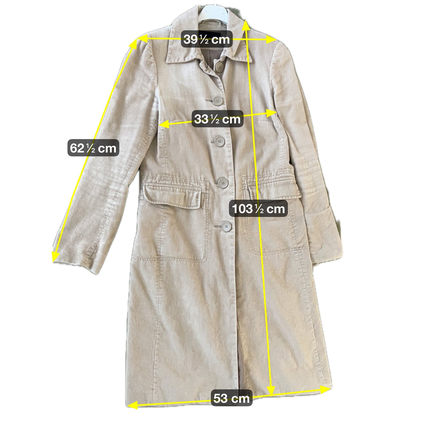 Hennes Damen Mantel Gr. 38 Beige Cordjacke Hennes Women’s Coat Size 38 Beige Corduroy Jacket