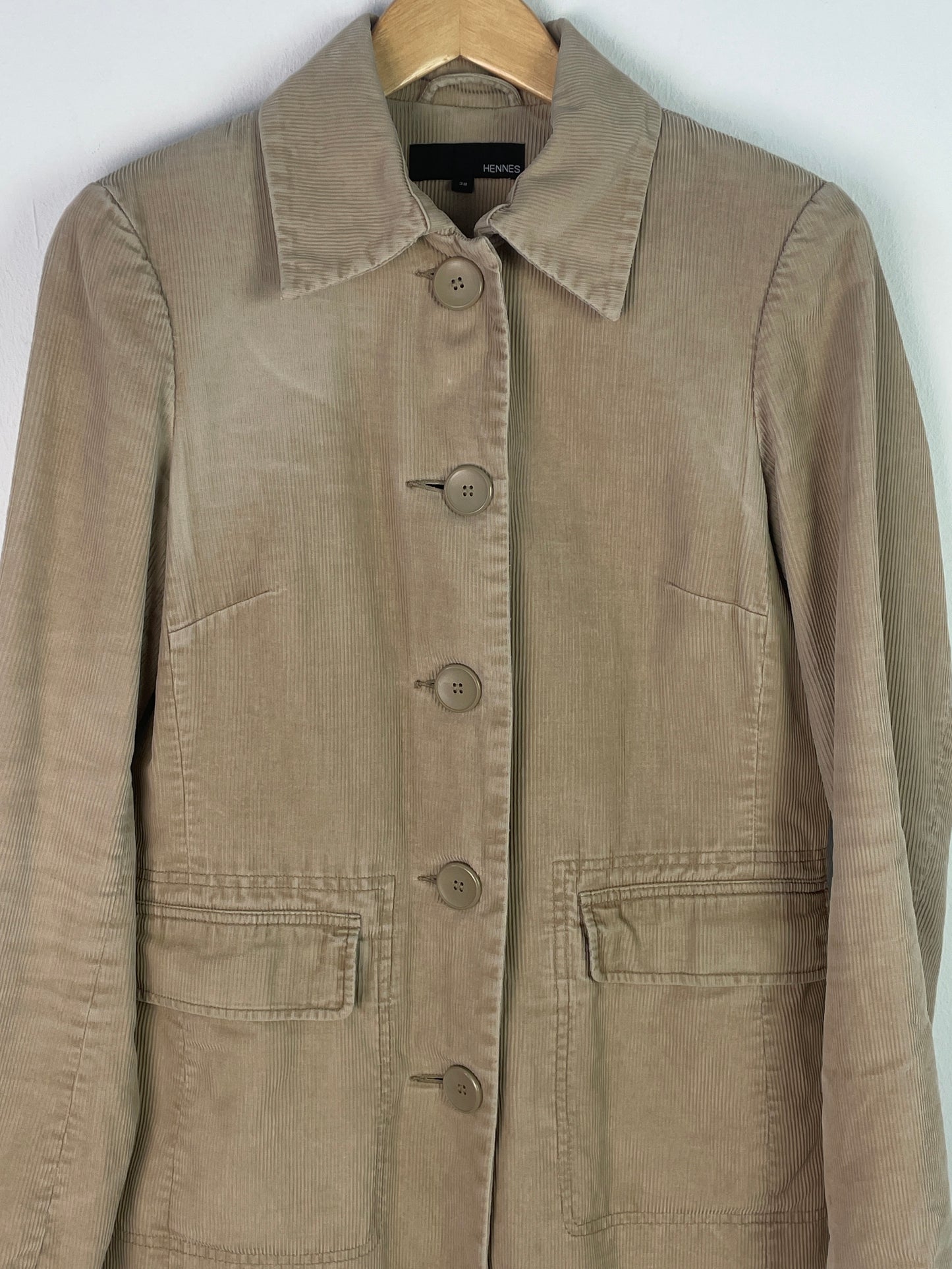 Hennes Damen Mantel Gr. 38 Beige Cordjacke Hennes Women’s Coat Size 38 Beige Corduroy Jacket