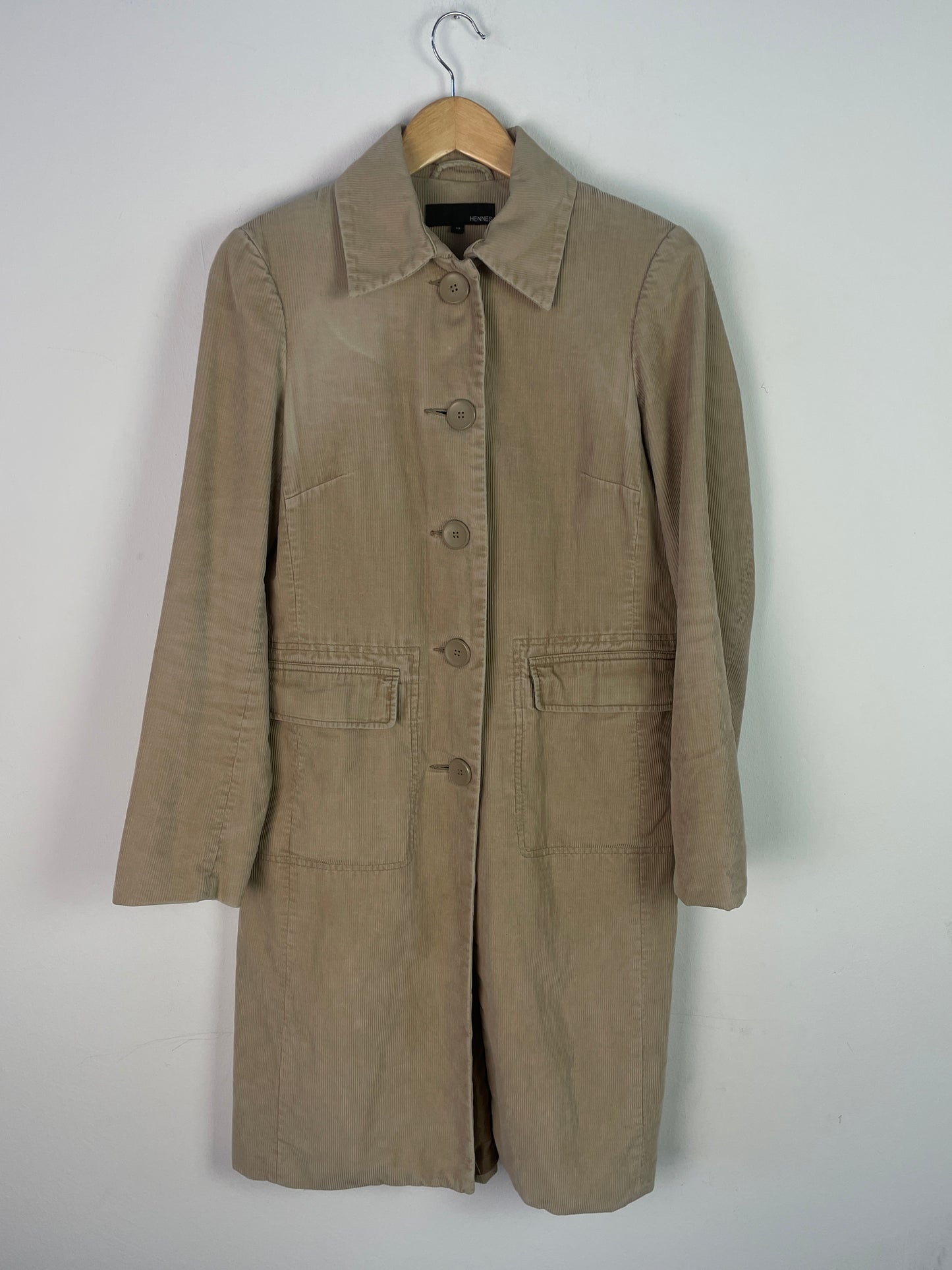 Hennes Damen Mantel Gr. 38 Beige Cordjacke Hennes Women’s Coat Size 38 Beige Corduroy Jacket