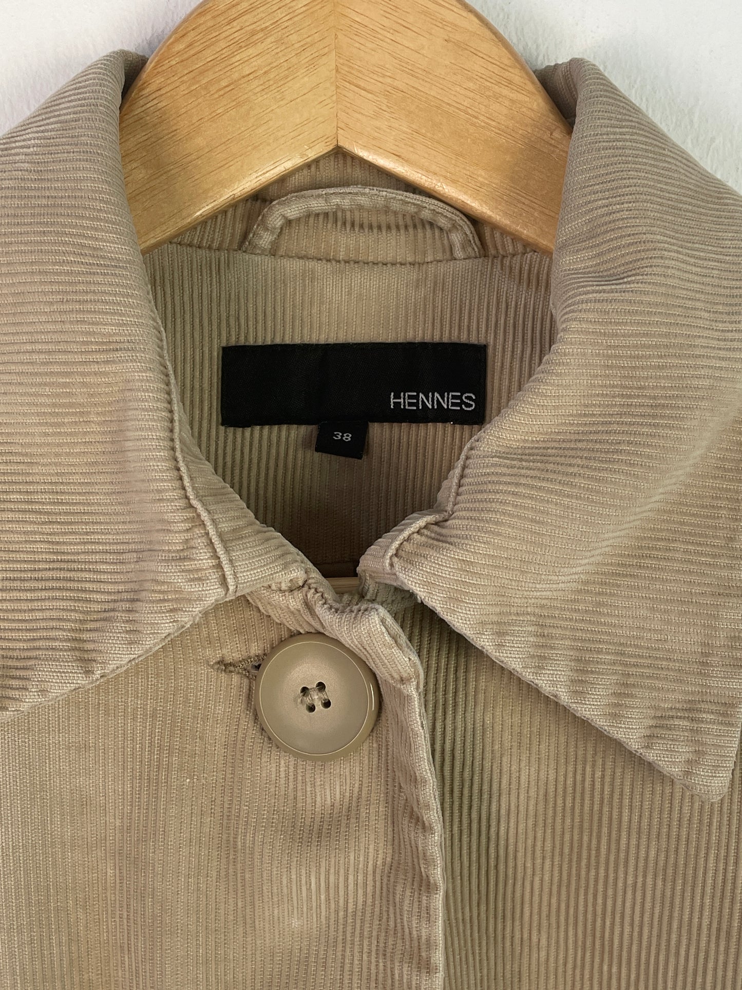 Hennes Damen Mantel Gr. 38 Beige Cordjacke Hennes Women’s Coat Size 38 Beige Corduroy Jacket