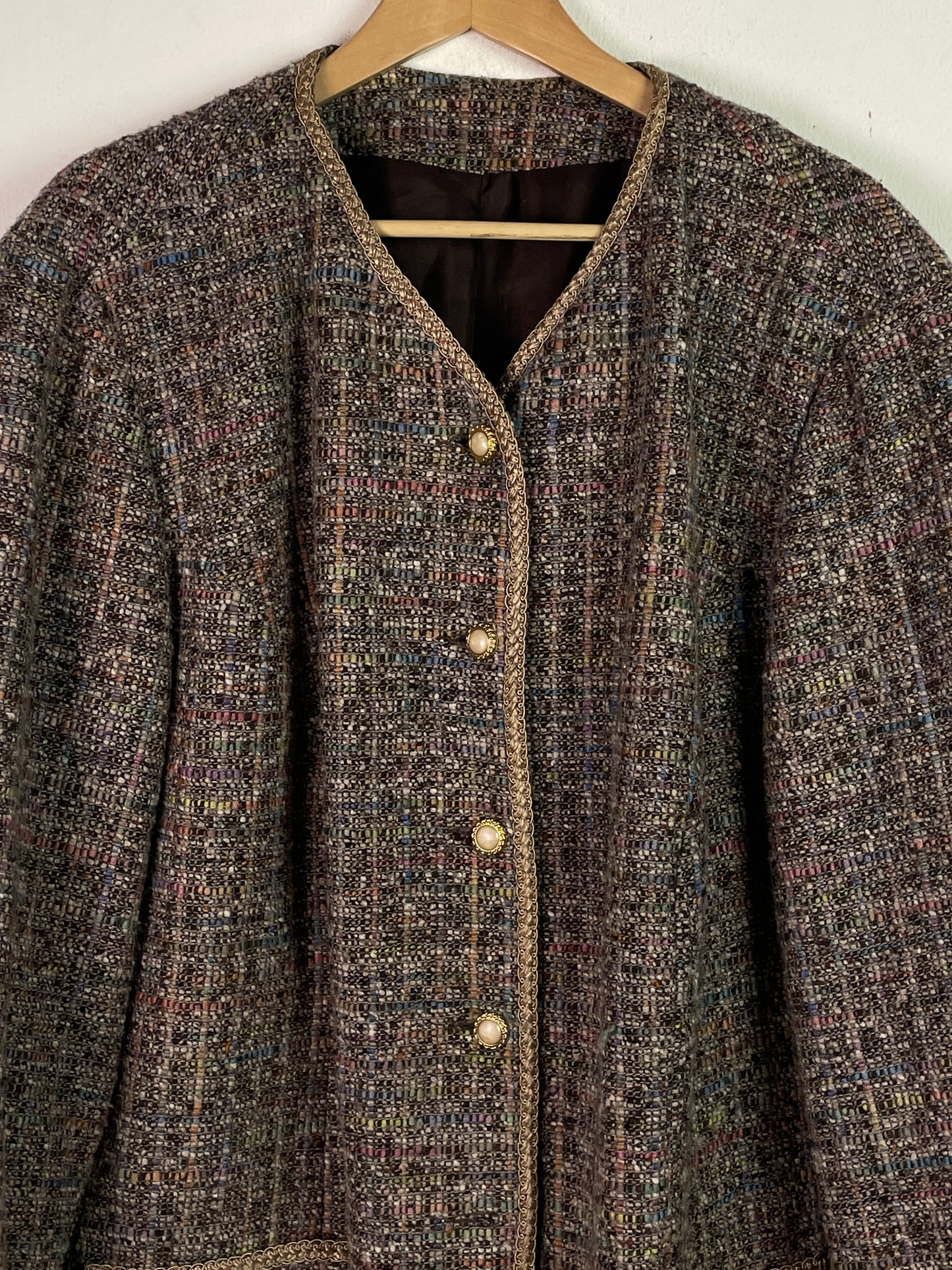 Vintage Damen Blazer aus Wolle Gr XXL Farbe braun grau