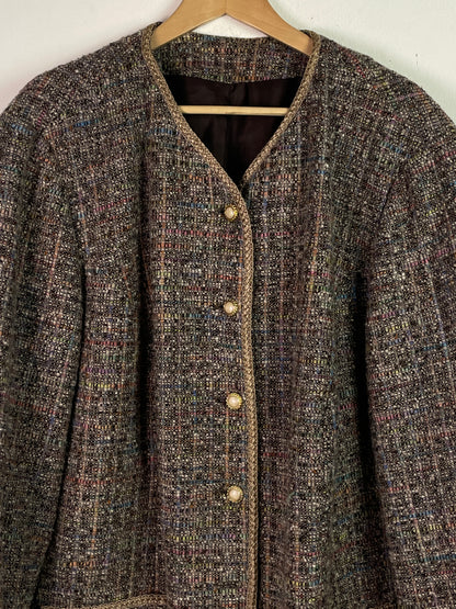 Vintage Damen Blazer aus Wolle Gr XXL Farbe braun grau
