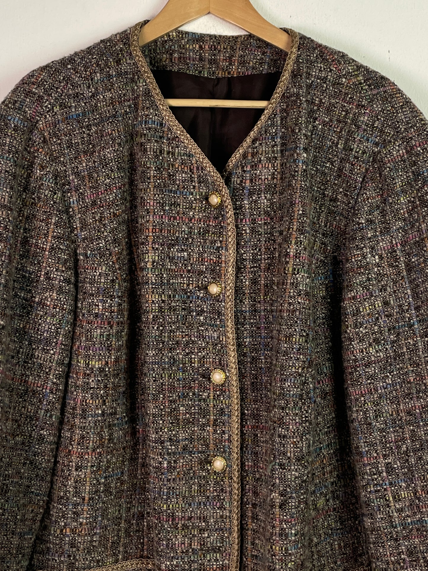 Vintage Damen Blazer aus Wolle Gr XXL Farbe braun grau