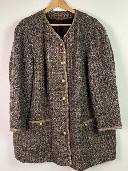 Vintage Damen Blazer aus Wolle Gr XXL Farbe braun grau