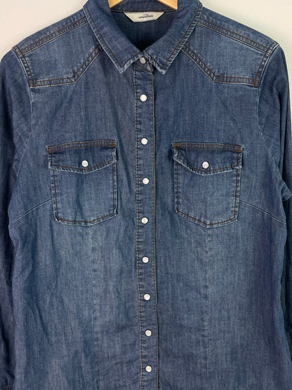 TCM Damen Jeansbluse Gr. L Blau – Denim Hemd mit Druckknöpfen Baumwolle / TCM Women’s Denim Shirt Size L Blue – Casual Button-Down Cotton Blouse