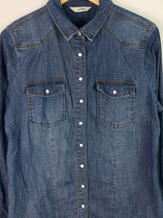TCM Damen Jeansbluse Gr. L Blau – Denim Hemd mit Druckknöpfen Baumwolle / TCM Women’s Denim Shirt Size L Blue – Casual Button-Down Cotton Blouse