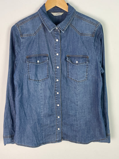TCM Damen Jeansbluse Gr. L Blau – Denim Hemd mit Druckknöpfen Baumwolle / TCM Women’s Denim Shirt Size L Blue – Casual Button-Down Cotton Blouse