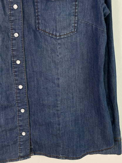 TCM Damen Jeansbluse Gr. L Blau – Denim Hemd mit Druckknöpfen Baumwolle / TCM Women’s Denim Shirt Size L Blue – Casual Button-Down Cotton Blouse