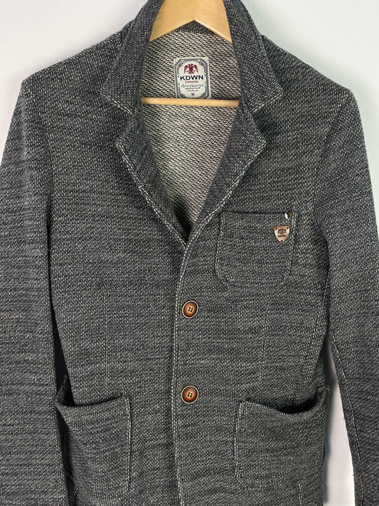 KDWN Damen Blazer Gr. M Grau – Strickjacke mit Reverskragen Baumwolle Polyester / KDWN Women’s Blazer Size M Grey – Knit Jacket Cotton Polyester