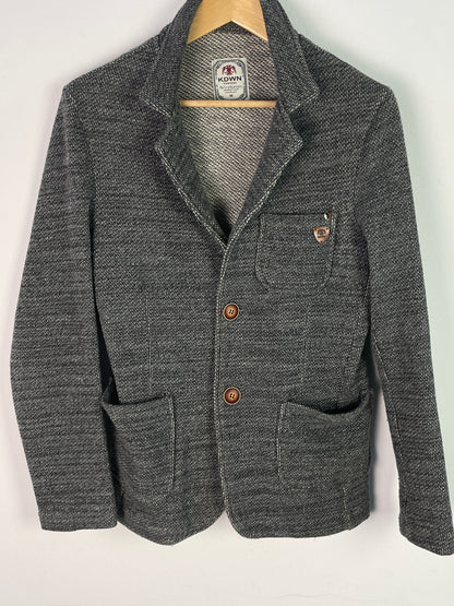 KDWN Damen Blazer Gr. M Grau – Strickjacke mit Reverskragen Baumwolle Polyester / KDWN Women’s Blazer Size M Grey – Knit Jacket Cotton Polyester