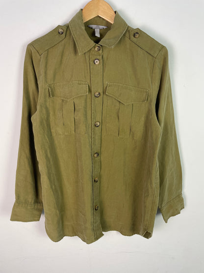 H&M Damen Bluse Gr. 38 Grün – Langarm Hemd Lyocell Polyester / H&M Women’s Shirt Size 38 Green – Long Sleeve Lyocell Polyester Blouse