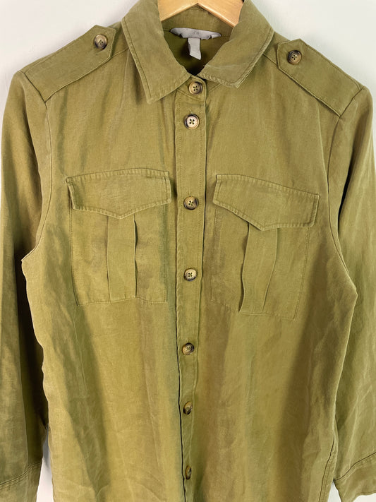 H&M Damen Bluse Gr. 38 Grün – Langarm Hemd Lyocell Polyester / H&M Women’s Shirt Size 38 Green – Long Sleeve Lyocell Polyester Blouse