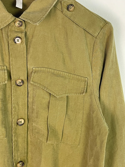 H&M Damen Bluse Gr. 38 Grün – Langarm Hemd Lyocell Polyester / H&M Women’s Shirt Size 38 Green – Long Sleeve Lyocell Polyester Blouse