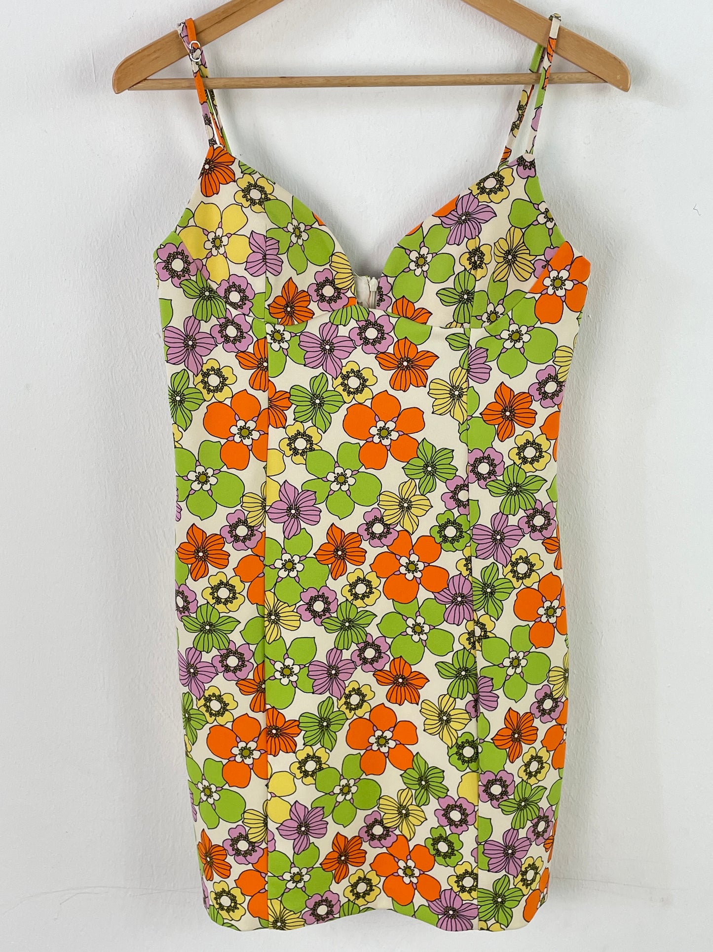Geblümtes Damen Minikleid XS/S Bunt – Ärmelloses Sommerkleid Retro Style / Floral Women’s Mini Dress XS/S Colorful – Sleeveless Summer Retro Dress