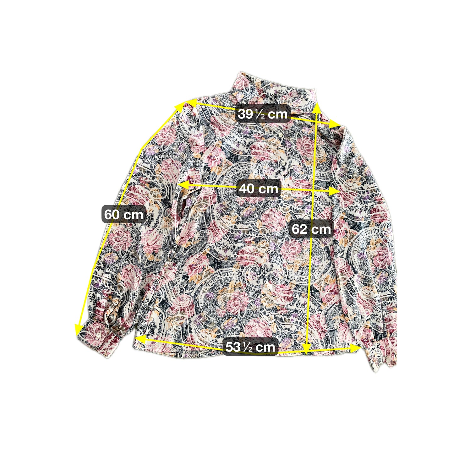 Damen Bluse S Bunt Paisley Muster – Leichte Langarmbluse / Women’s Shirt S Colorful Paisley Pattern