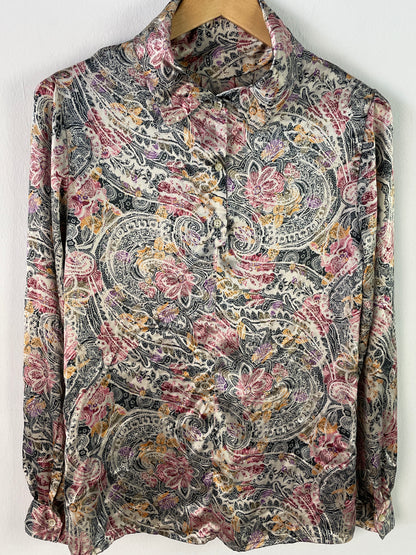 Damen Bluse S Bunt Paisley Muster – Leichte Langarmbluse / Women’s Shirt S Colorful Paisley Pattern