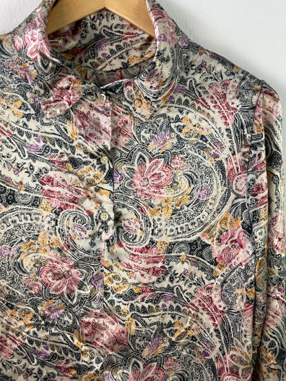 Damen Bluse S Bunt Paisley Muster – Leichte Langarmbluse / Women’s Shirt S Colorful Paisley Pattern