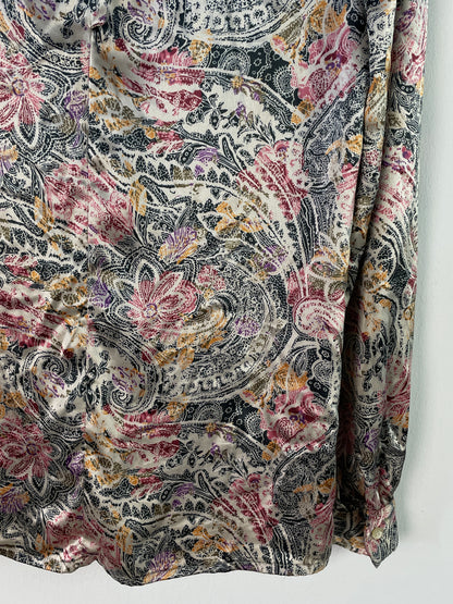 Damen Bluse S Bunt Paisley Muster – Leichte Langarmbluse / Women’s Shirt S Colorful Paisley Pattern