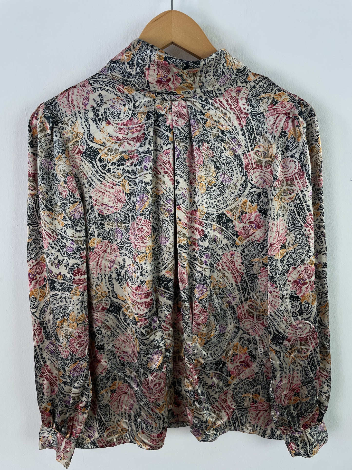 Damen Bluse S Bunt Paisley Muster – Leichte Langarmbluse / Women’s Shirt S Colorful Paisley Pattern