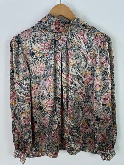 Damen Bluse S Bunt Paisley Muster – Leichte Langarmbluse / Women’s Shirt S Colorful Paisley Pattern