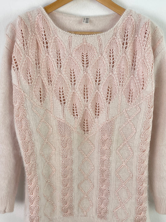 Vintage Damen Pullover Gr. 40/42 Rosa – Strickpullover Angora Mix / Women’s Sweater Size 40/42 Pink – Knitted Angora Blend Jumper
