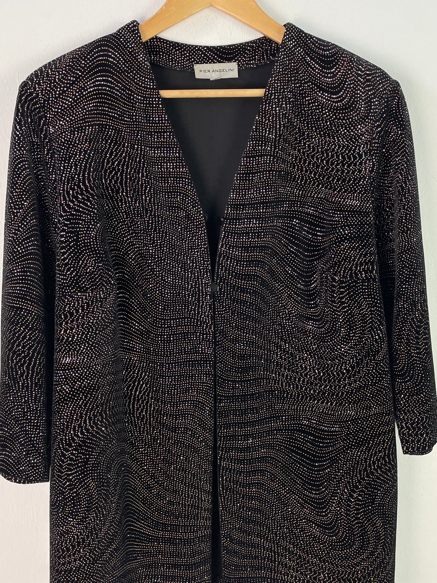 Pier Angelini Damen Blazer Gr. 44 Schwarz – Eleganter Blazer mit Glitzer Polyester Elasthan / Pier Angelini Women’s Blazer Size 44 Black – Elegant Glitter Polyester Elastane Jacket